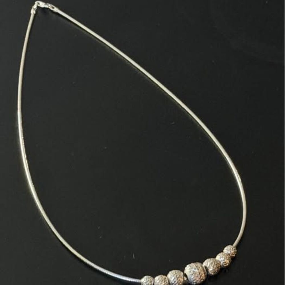 Italian Sterling Silver Diamond-Cut Bead Necklace | Elegant Sparkle 14”